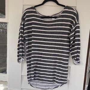 H&M Divide Gray & White Striped Knit Top